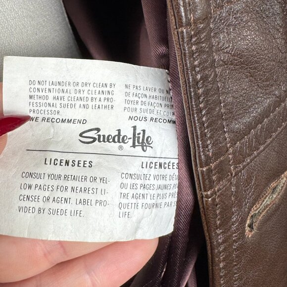 Vintage 1970s Brown Leather Coat Made in Canada by Norwest Leatherworks sz Large - Picture 14 of 15